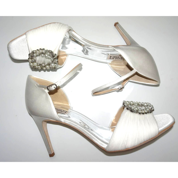 Badgley Mischka Women's Nina Heeled Sandal 11 White Satin - Picture 8 of 15